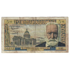 France, 5 Nouveaux Francs, Victor Hugo, 1963, Q.95, TB+, Fayette:56.13, KM:141a