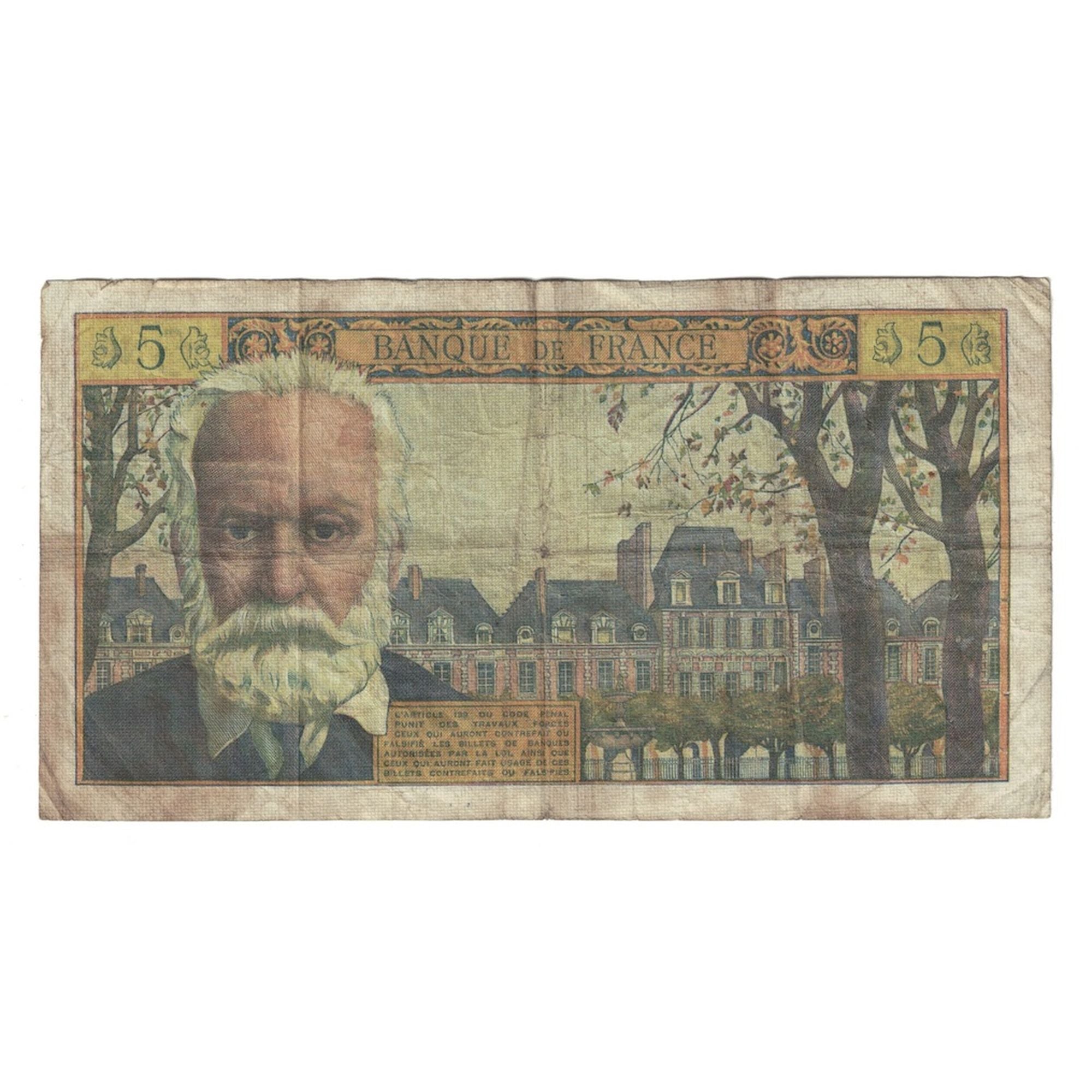 France, 5 Nouveaux Francs, Victor Hugo, 1963, Q.95, TB+, Fayette:56.13, KM:141a