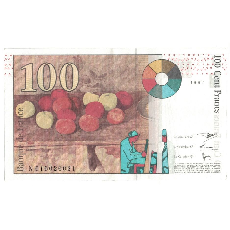 Francia, 100 Francs, Cézanne, 1997, N.016026021, SC, Fayette:74.1, KM:158a