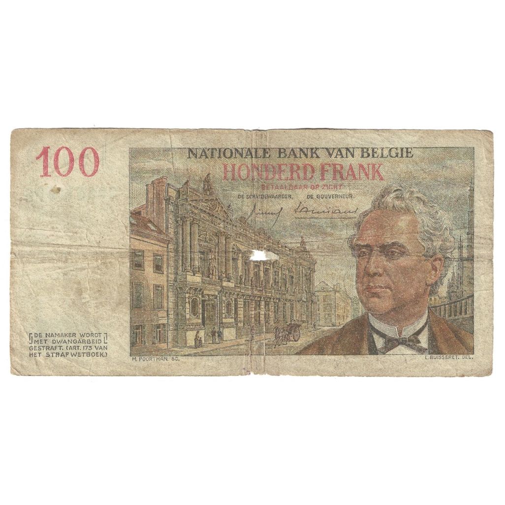 Billet, Belgique, 100 Francs, 1957, 1957-12-09, KM:129c, TB+
