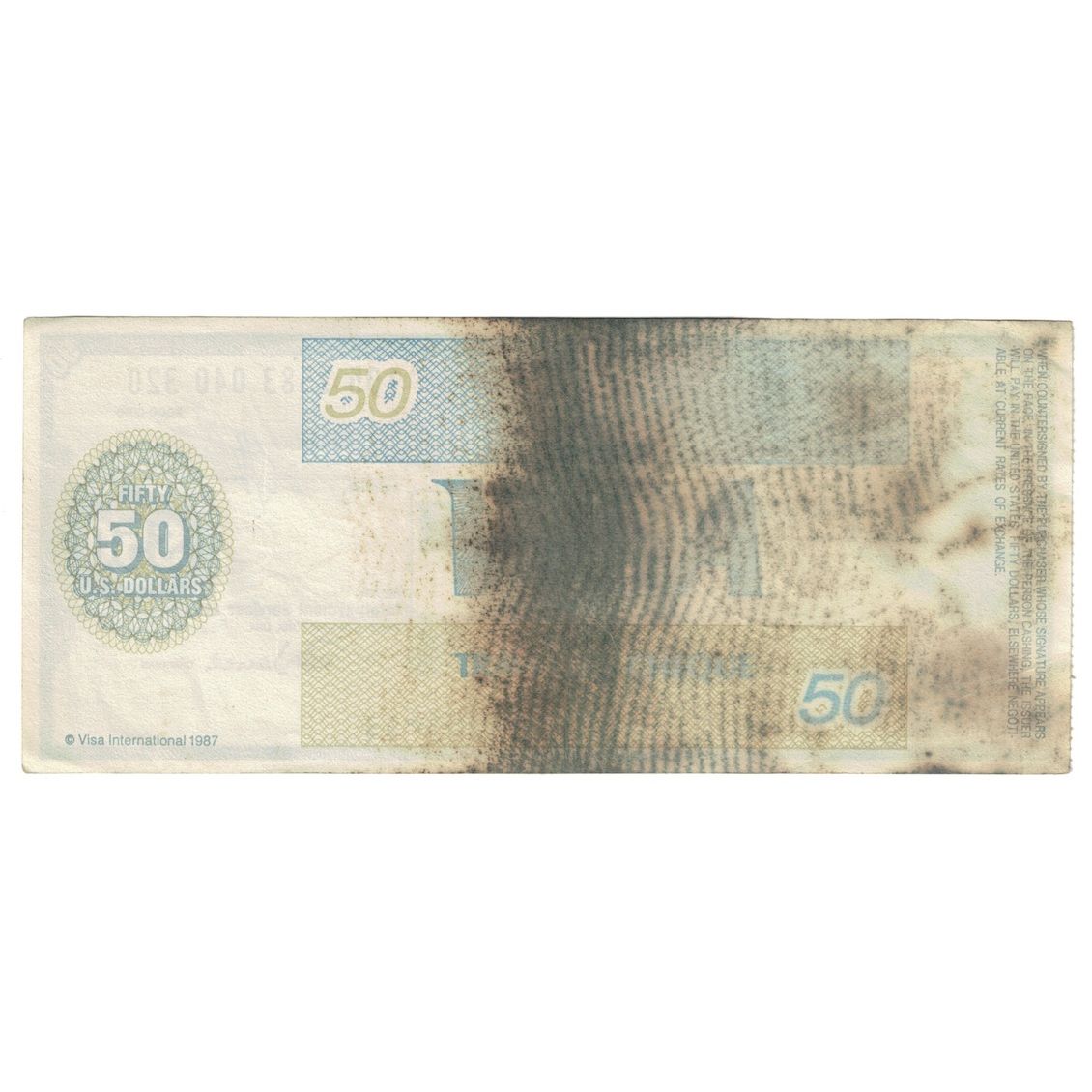 Billet, États-Unis, 50 Dollars, 1987, TRAVELERS CHEQUE PAYABLE IN NEW-YORK, TB+