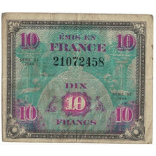 France, 10 Francs, Drapeau/France, 1944, TB+, Fayette:VF18.1, KM:116a