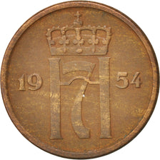 Norvegia, Haakon VII, 2 Öre, 1954, BB+, Bronzo, KM:399
