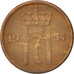 Norway, Haakon VII, 2 Öre, 1954, AU(50-53), Bronze, KM:399