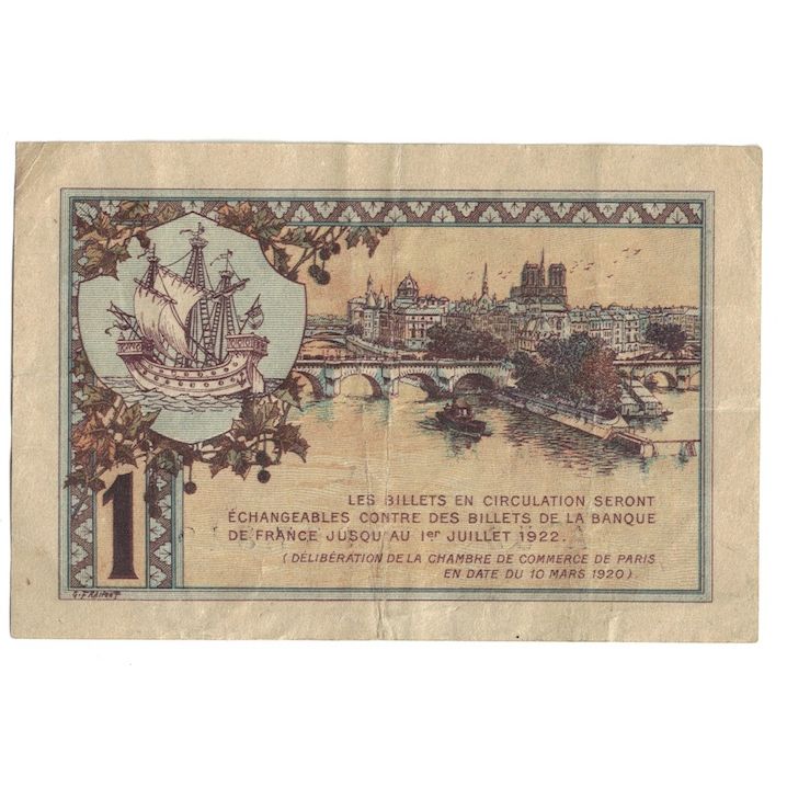 France, 1 Franc, PIROT 97.36, 1920, A.53, PARIS, EF(40-45)