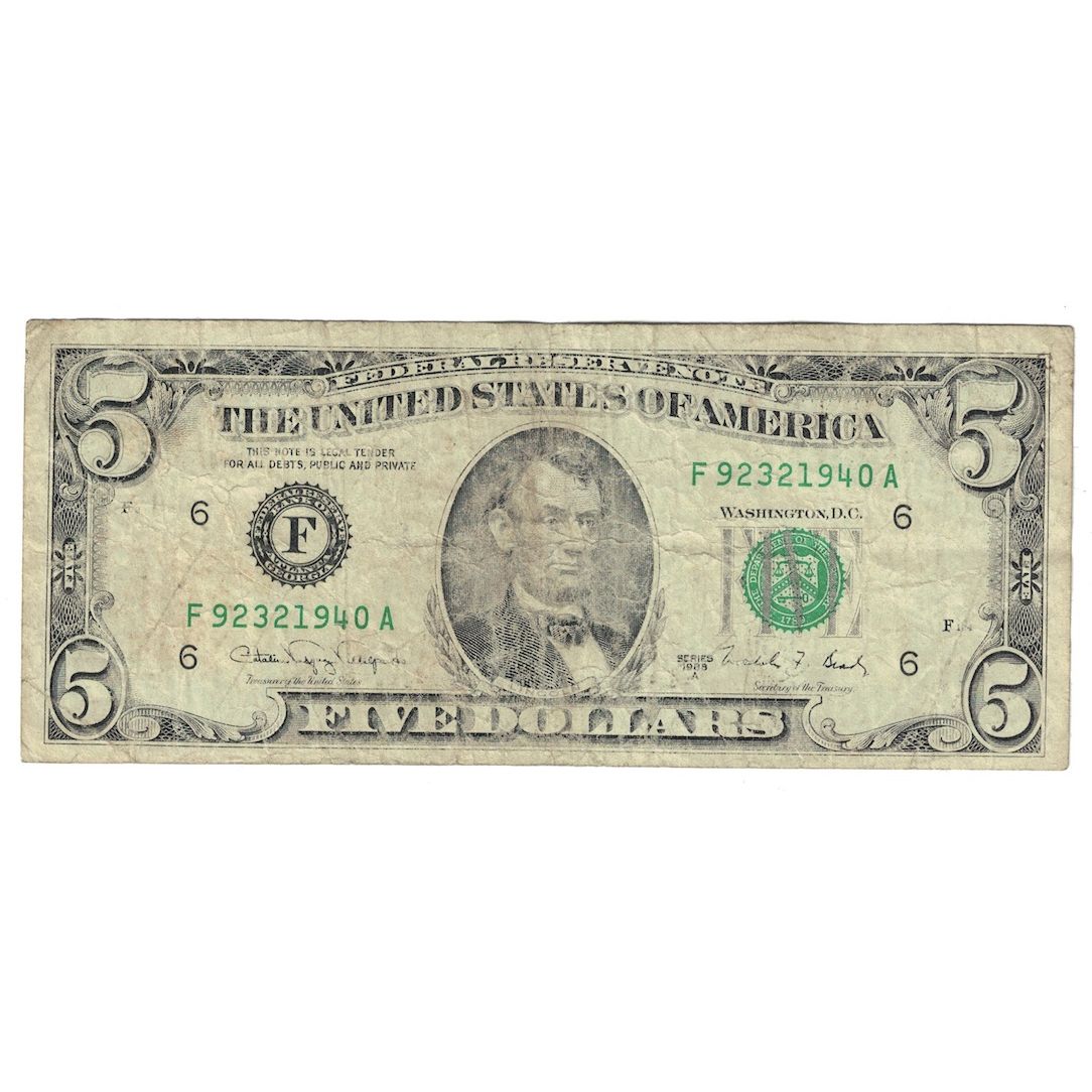 Banknote, United States, Five Dollars, 1988A, ATLANTA, KM:3860A, VF(20-25)