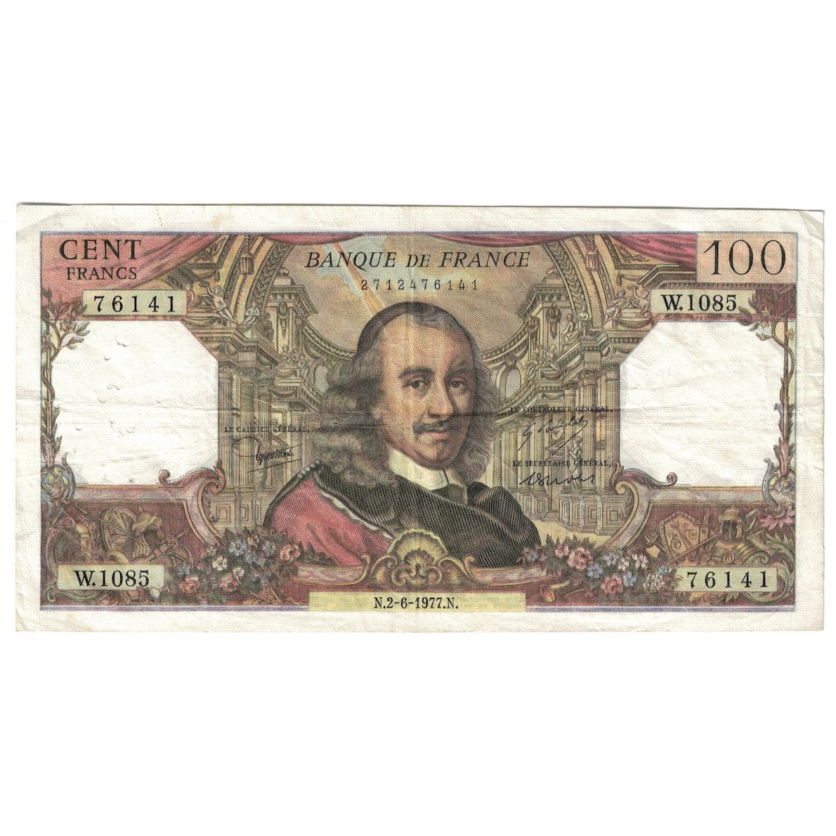 Francja, 100 Francs, Corneille, 1977, W.1085, VF(30-35), Fayette:65.58, KM:149f
