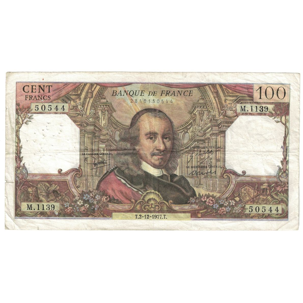 Francja, 100 Francs, Corneille, 1977, M.1139, VF(30-35), Fayette:65.60, KM:149f