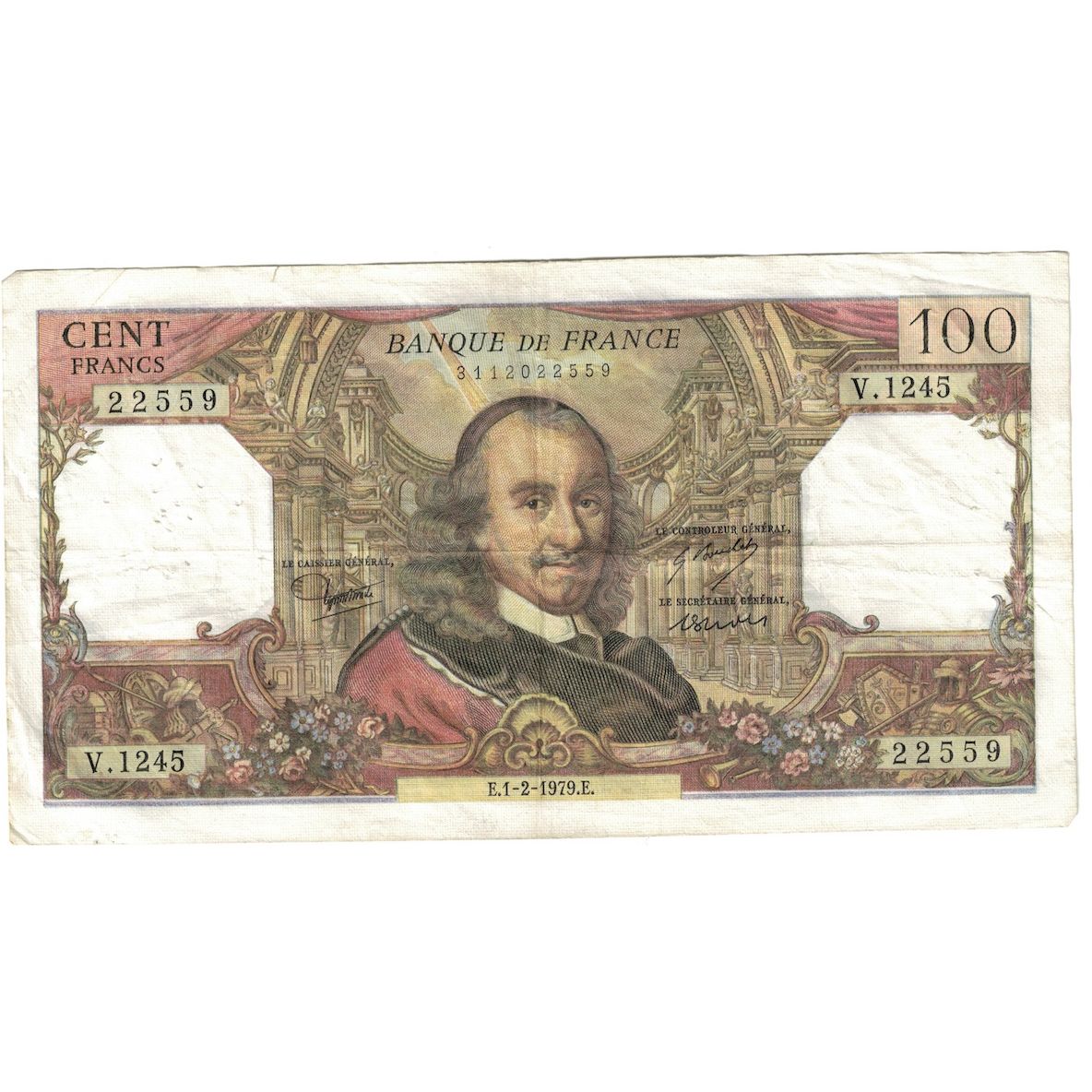 France, 100 Francs, Corneille, 1979, W.1245, VF(30-35), Fayette:65.65, KM:149f