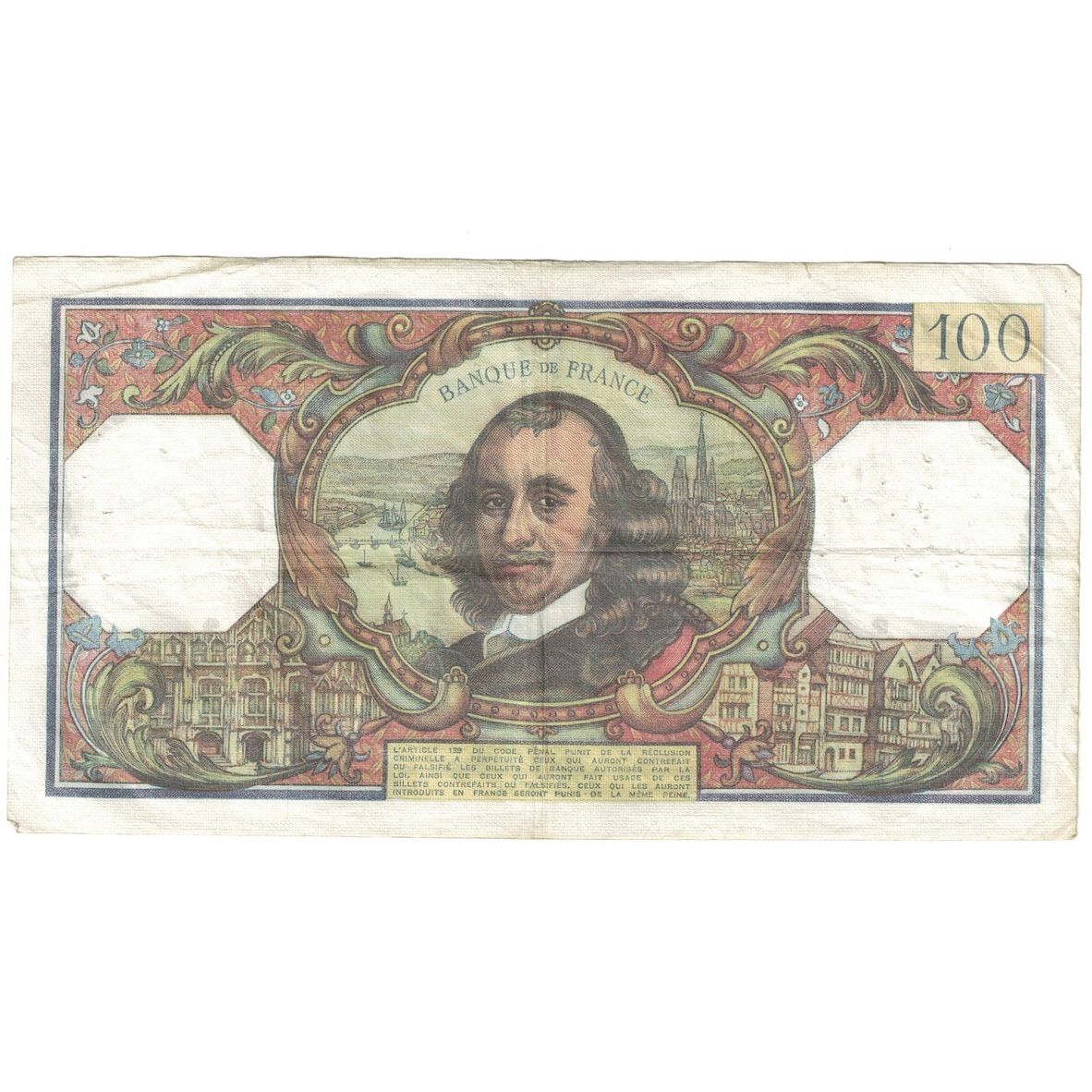 France, 100 Francs, Corneille, 1979, W.1245, VF(30-35), Fayette:65.65, KM:149f