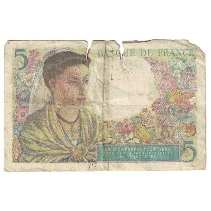 Francja, 5 Francs, Berger, 1947, R.152, G(4-6), Fayette:5.7, KM:98b
