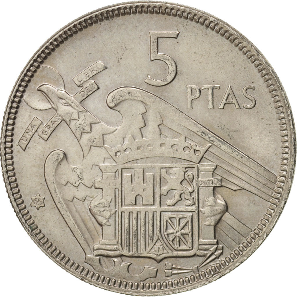 Spagna, Caudillo and regent, 5 Pesetas, 1965, SPL-, Rame-nichel, KM:786