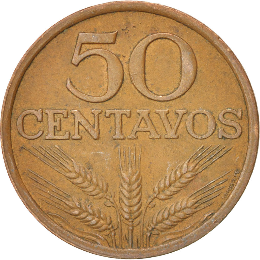 Portugal, 50 Centavos, 1974, AU(50-53), Bronze, KM:596
