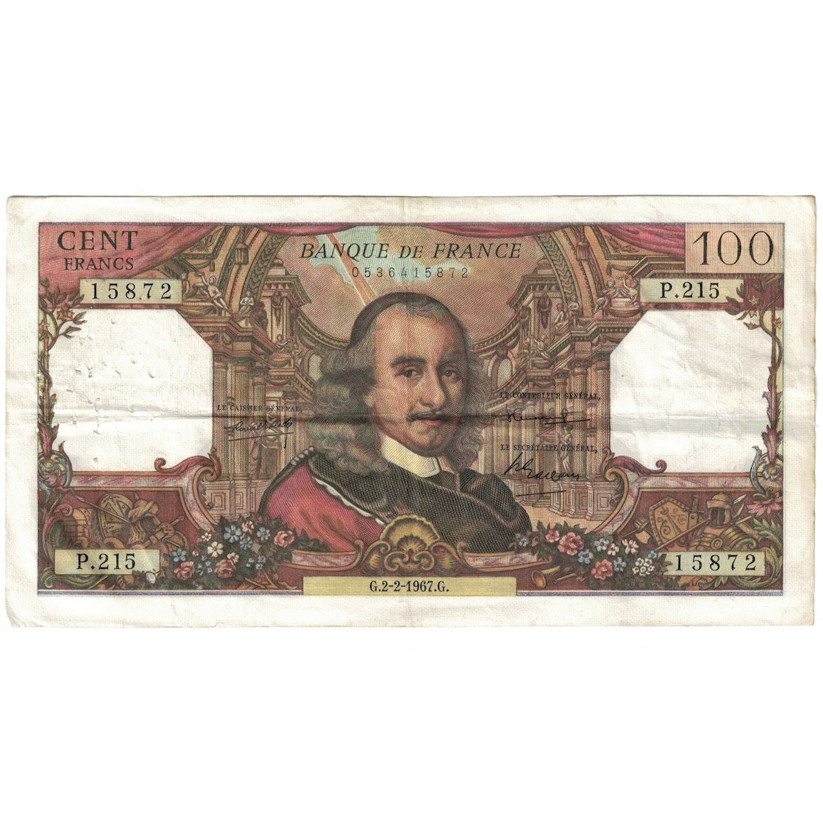 France, 100 Francs, Corneille, 1967, P.215, TB+, Fayette:65.16, KM:149b