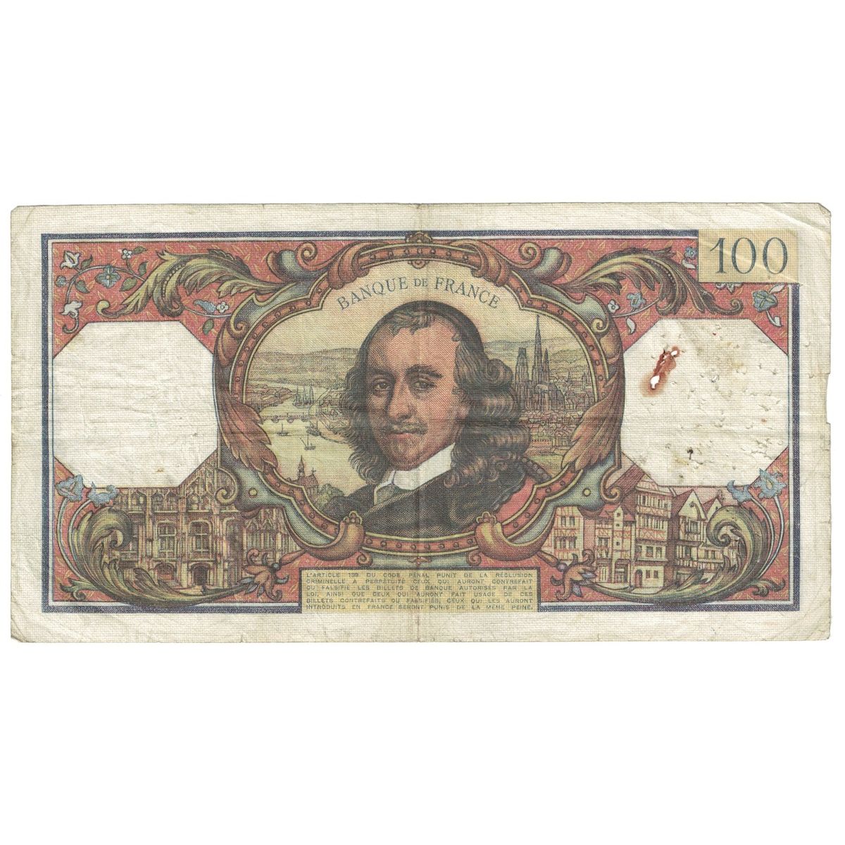 France, 100 Francs, Corneille, 1968, B.370, VF(20-25), Fayette:65.24, KM:149c