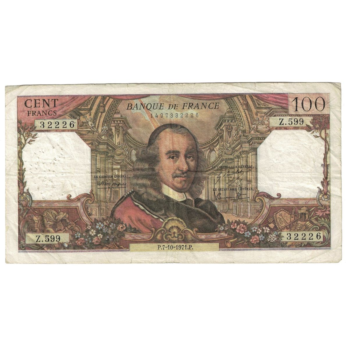 France, 100 Francs, Corneille, 1971, Z.599, TB+, Fayette:65.37, KM:149d