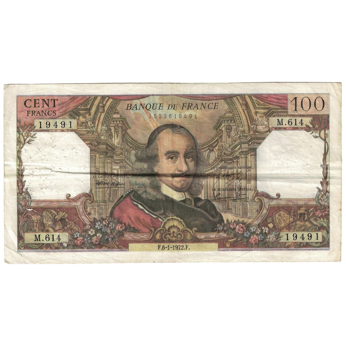 Francia, 100 Francs, Corneille, 1972, M.614, BC+, Fayette:65.38, KM:149d