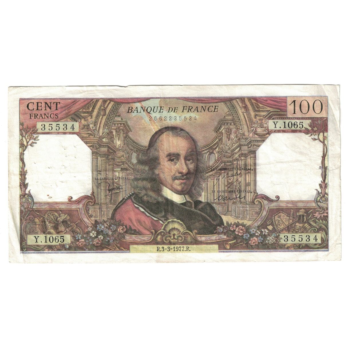 Francia, 100 Francs, Corneille, 1977, Y.1065, BC+, Fayette:65.57, KM:149f