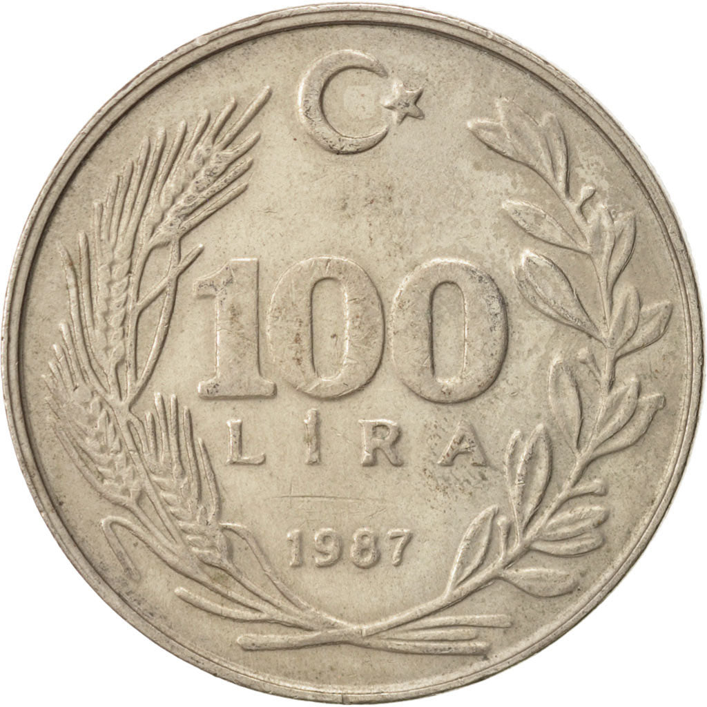 Turkey, 100 Lira, 1987, AU(50-53), Copper-Nickel-Zinc, KM:967