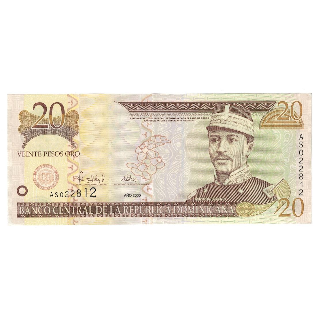 Banknote, Dominican Republic, 20 Pesos Oro, 2000, KM:166a, AU(55-58)