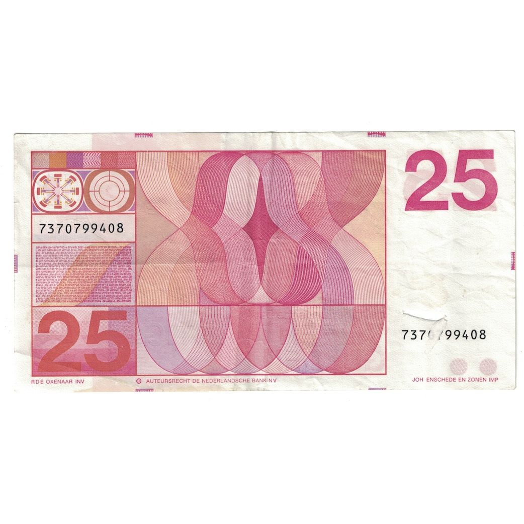 Nota, Países Baixos, 25 Gulden, 1971, 1971-02-10, KM:92a, EF(40-45)