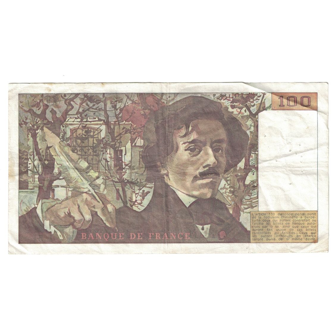 Francia, 100 Francs, Delacroix, 1981, L.51, MB+, Fayette:69.4a, KM:154b