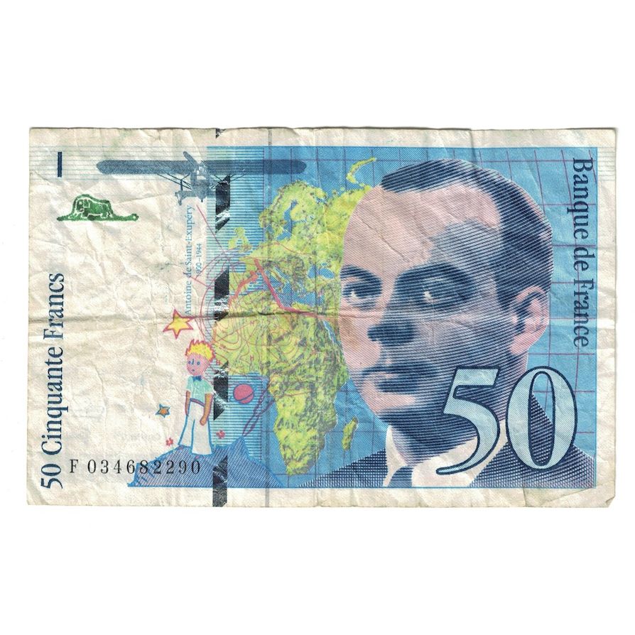 France, 50 Francs, St Exupéry, 1997, F.034, VF(30-35), Fayette:73.04, KM:157Ad