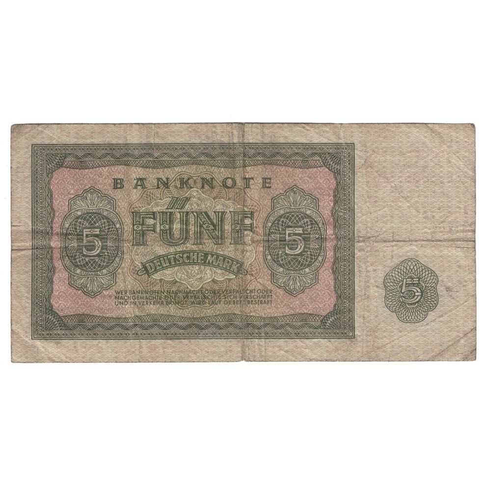 Billet, République démocratique allemande, 5 Deutsche Mark, 1955, KM:17, TB