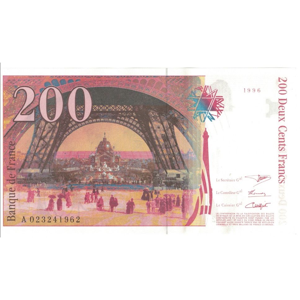 France, 200 Francs, Eiffel, 1996, A.023, UNC(64), Fayette:75.2, KM:159a