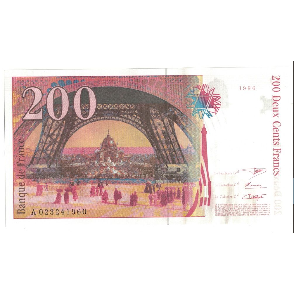 Francja, 200 Francs, Eiffel, 1996, A.023, UNC(60-62), Fayette:75.2, KM:159a