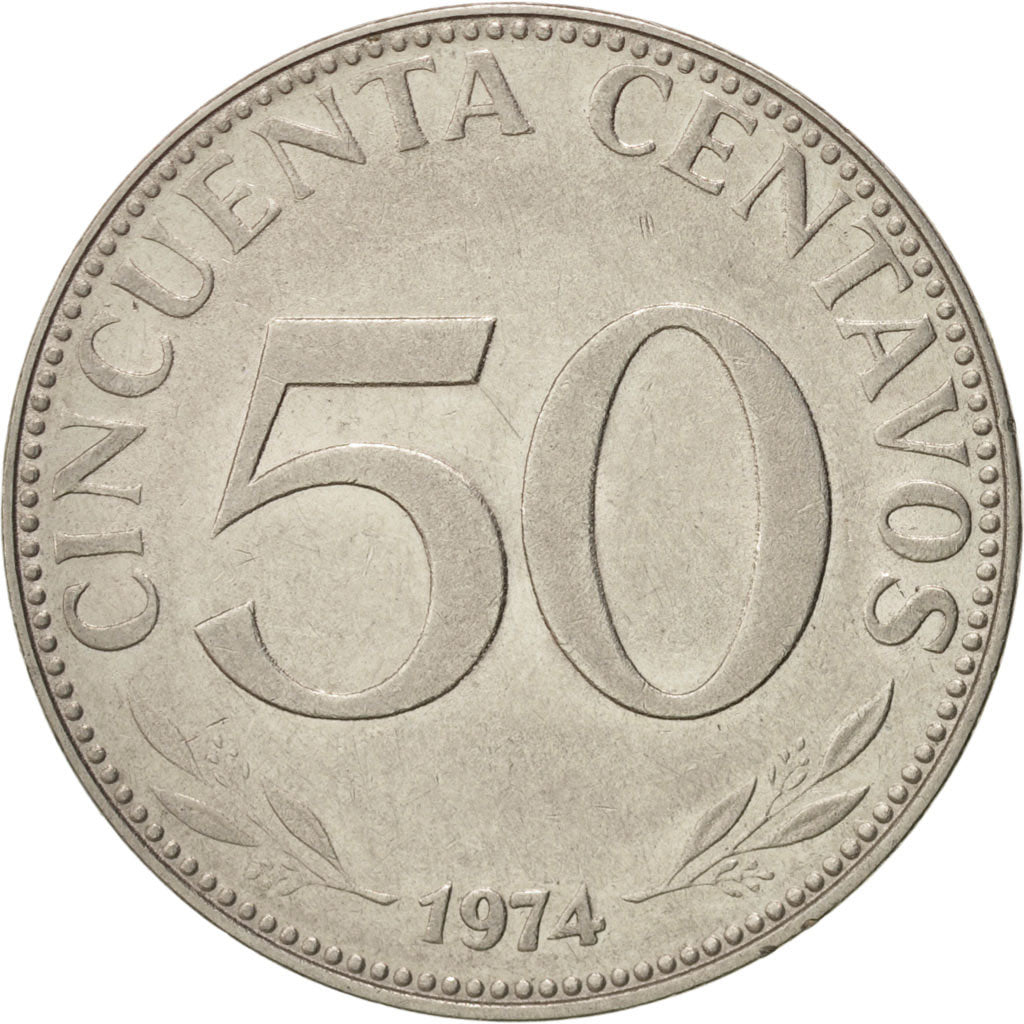 Bolivia, 50 Centavos, 1974, SUP, Nickel Clad Steel, KM:190