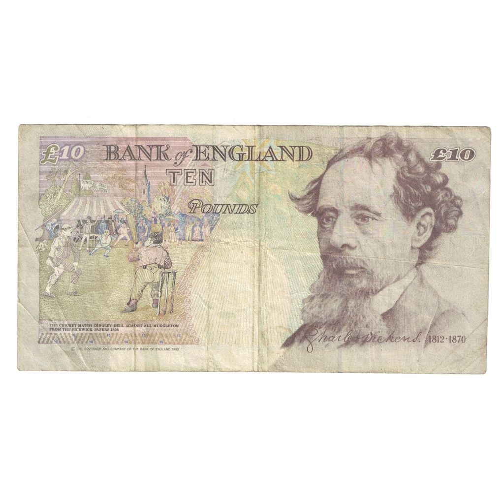 Billet, Grande-Bretagne, 10 Pounds, 1993-1998, KM:386a, TTB