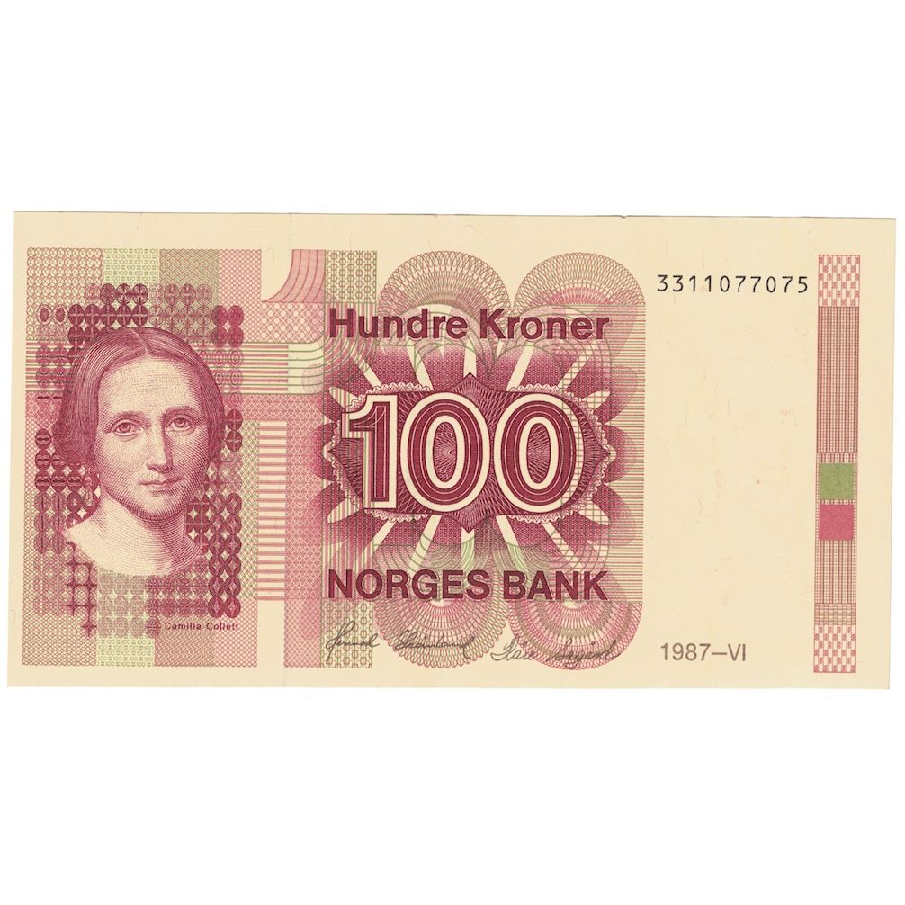 Biljet, Noorwegen, 100 Kroner, 1987, KM:43c, SUP