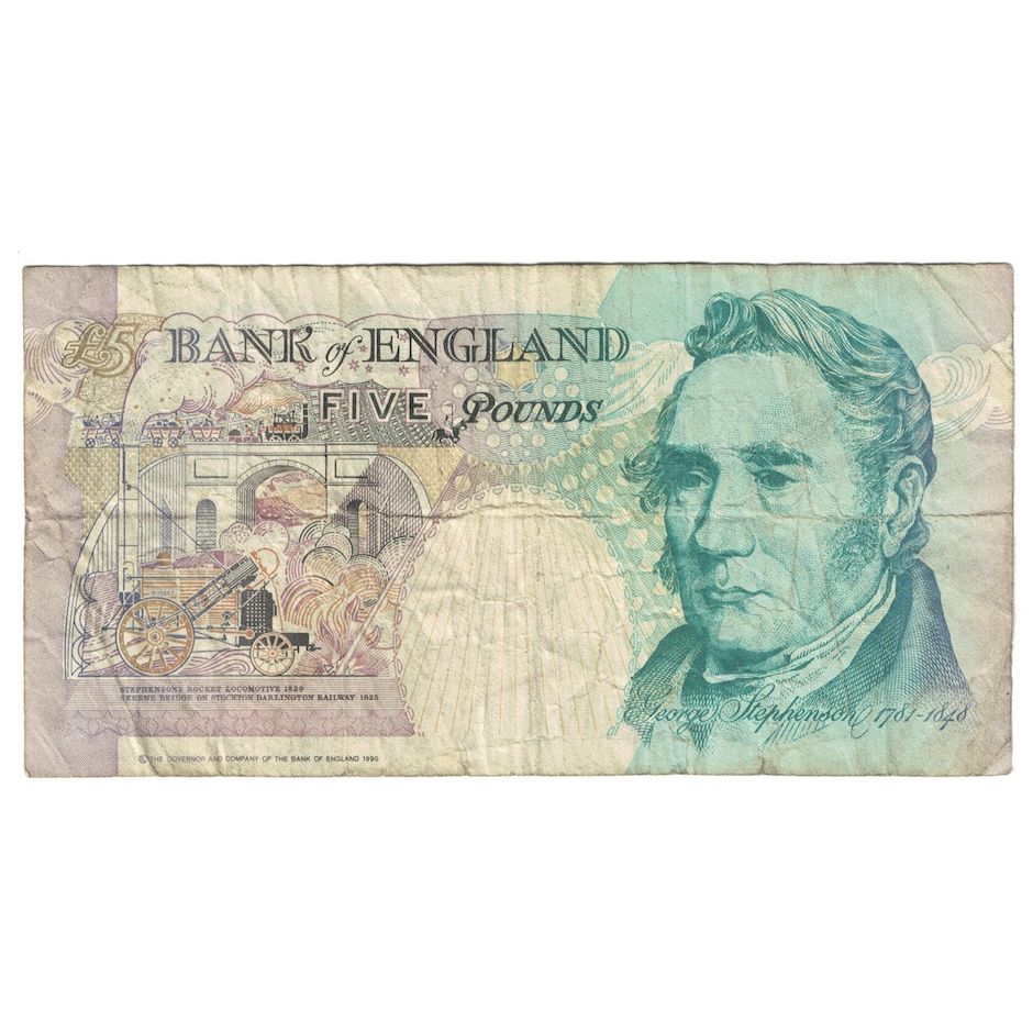 Billet, Grande-Bretagne, 5 Pounds, undated (1991-1998), KM:382b, TB+