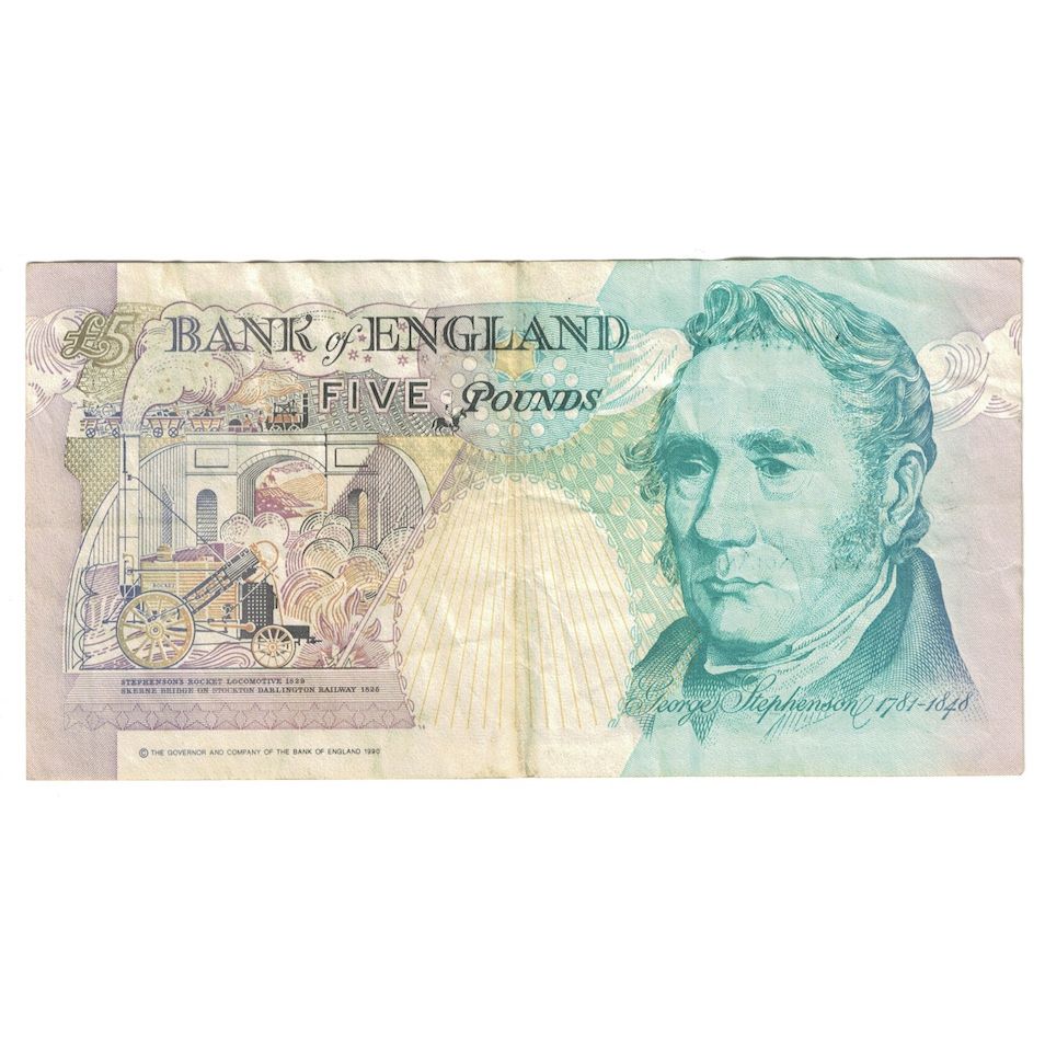 Billet, Grande-Bretagne, 5 Pounds, undated (1991-1998), KM:382b, TTB