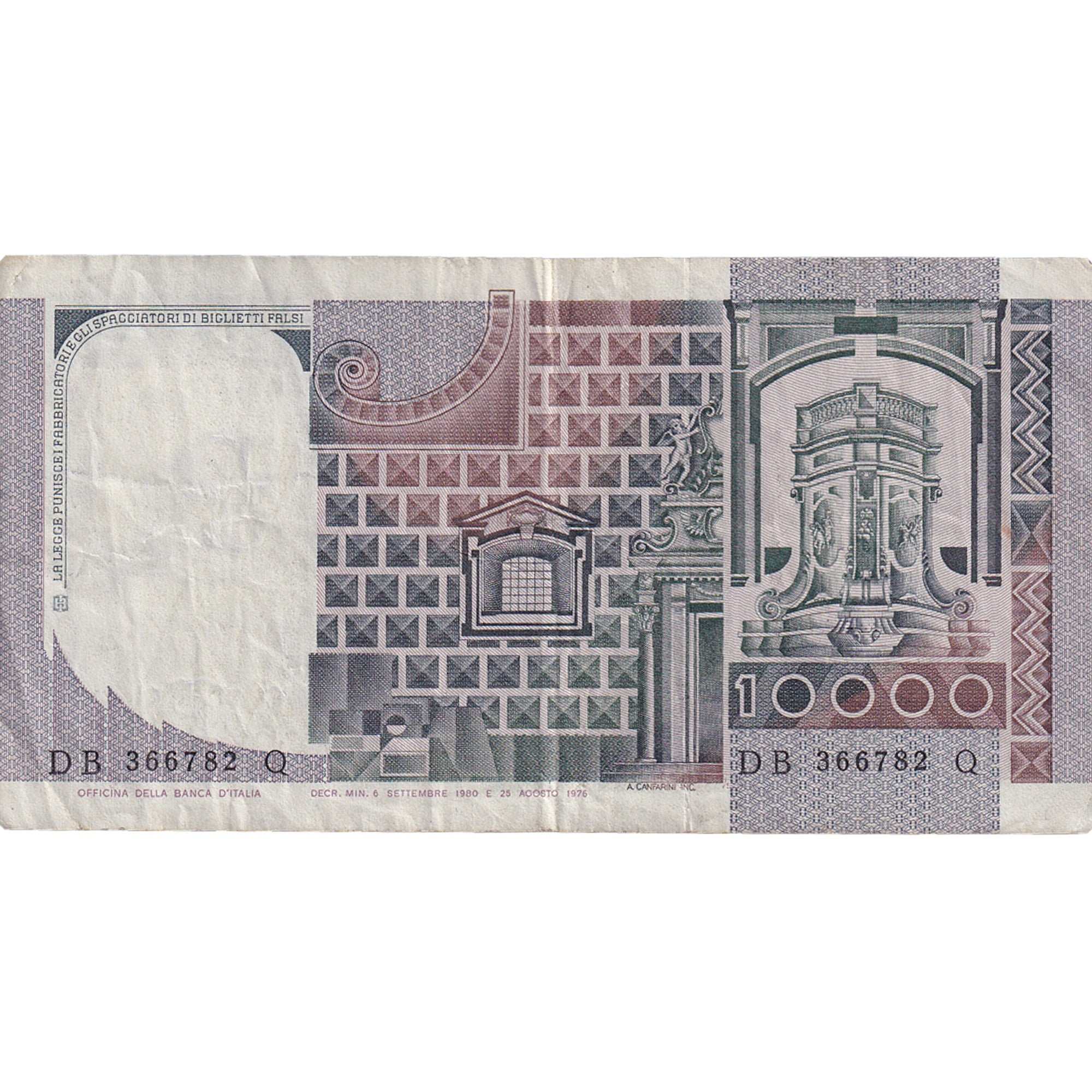 Banknote, Italy, 10,000 Lire, 1976, 1976-10-30, KM:106a, VF(30-35)