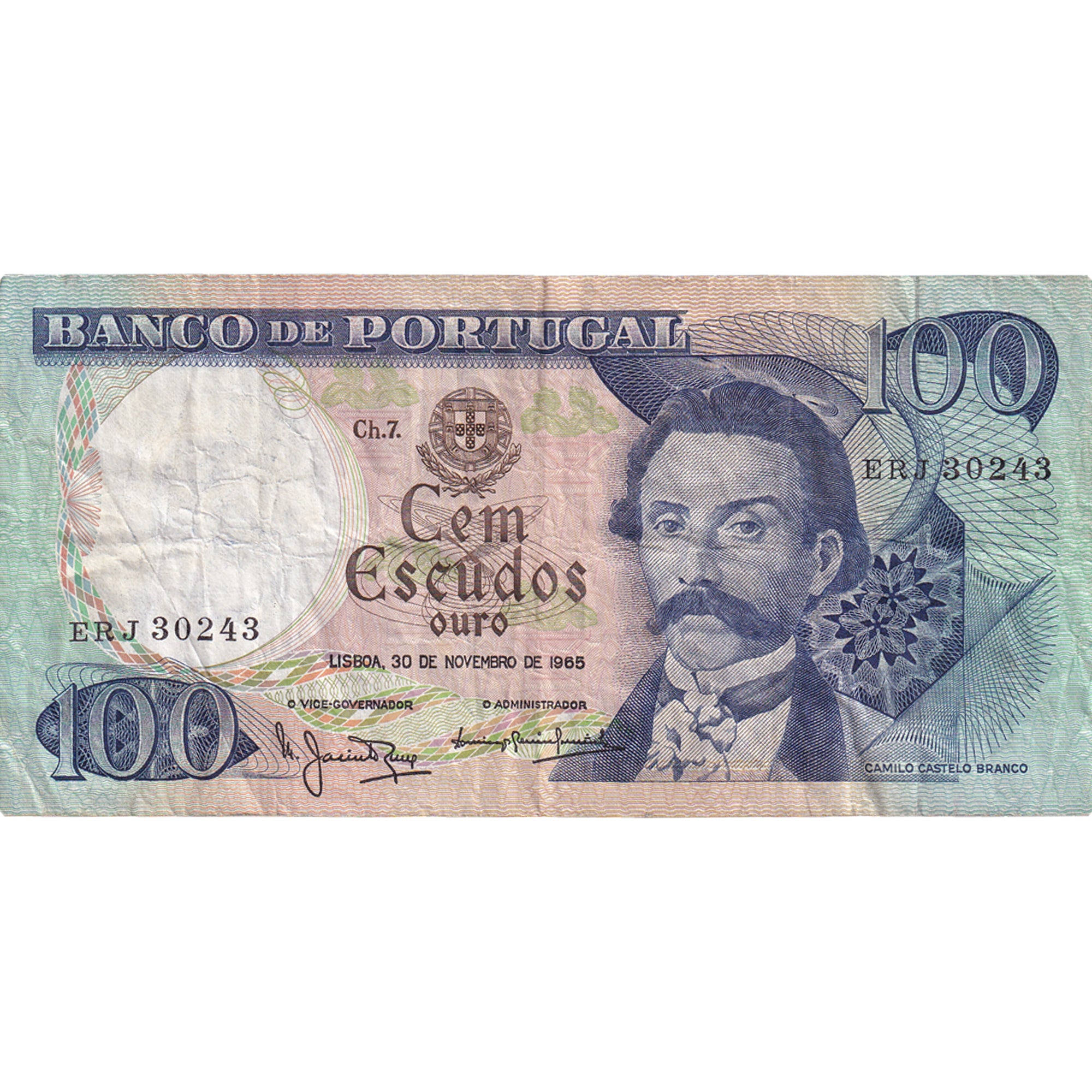 Geldschein, Portugal, 100 Escudos, 1965, 1965-11-30, KM:169a, SS