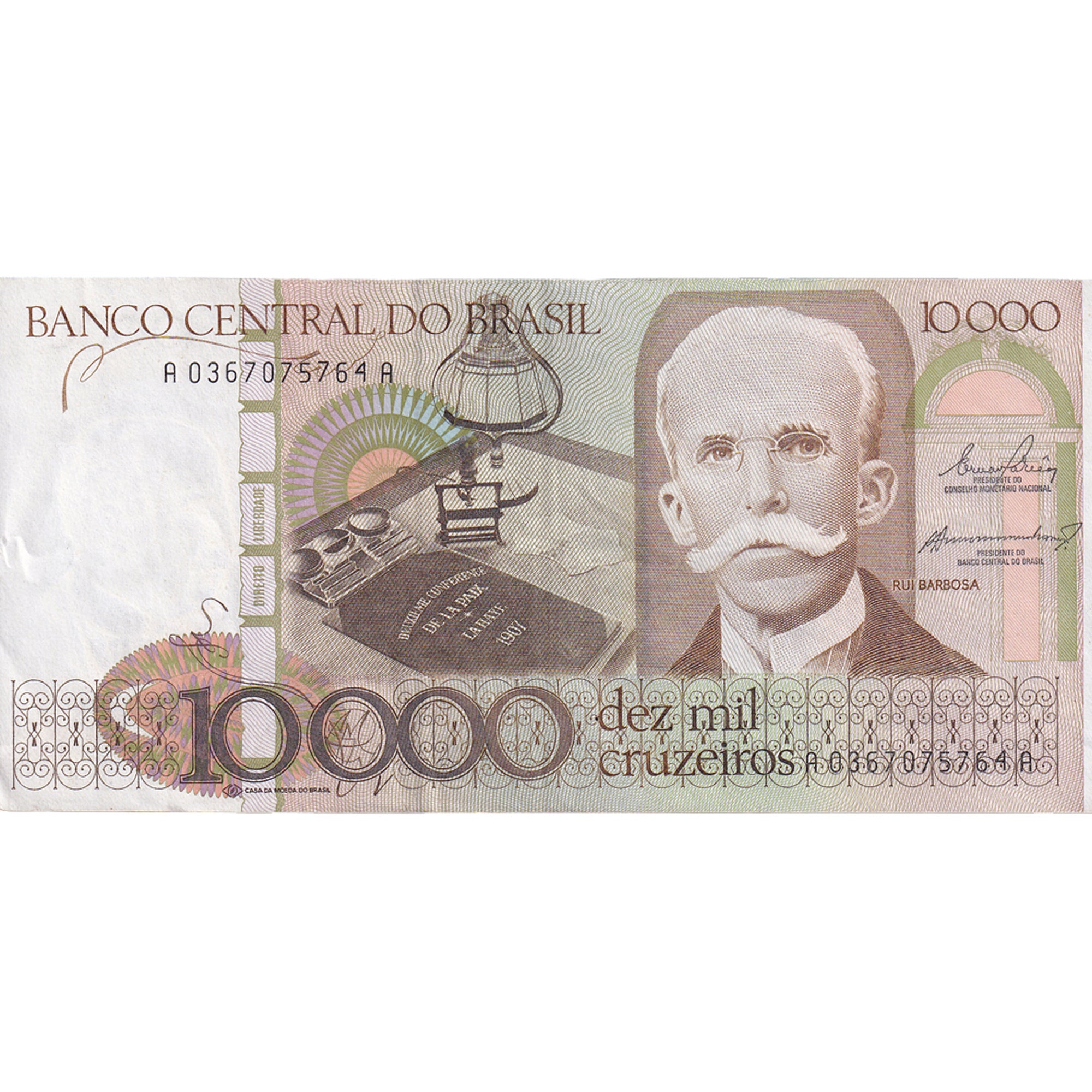 Brasilien, 10,000 Cruzeiros, Undated (1986), KM:203a, VZ
