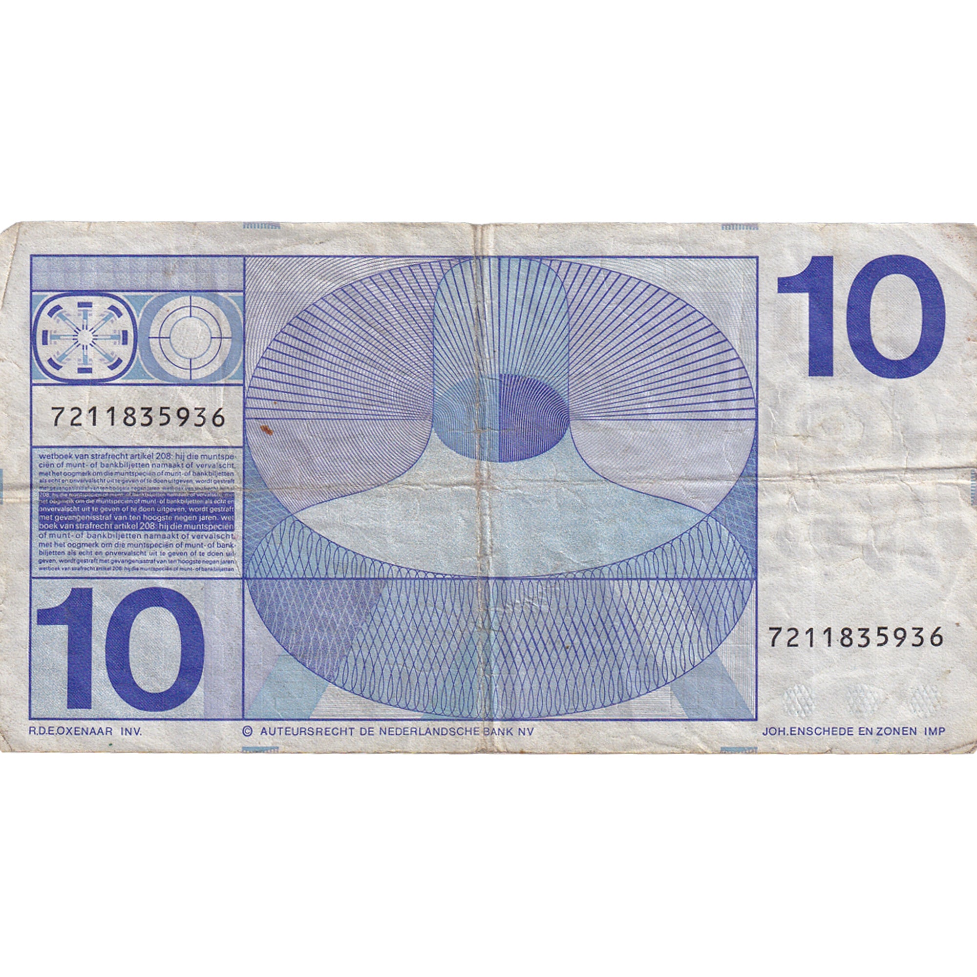 Banknote, Netherlands, 10 Gulden, 1968, KM:91b, VF(30-35)