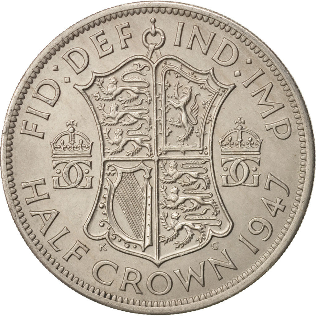 Great Britain, George VI, 1/2 Crown, 1947, AU(55-58), Copper-nickel, KM:866