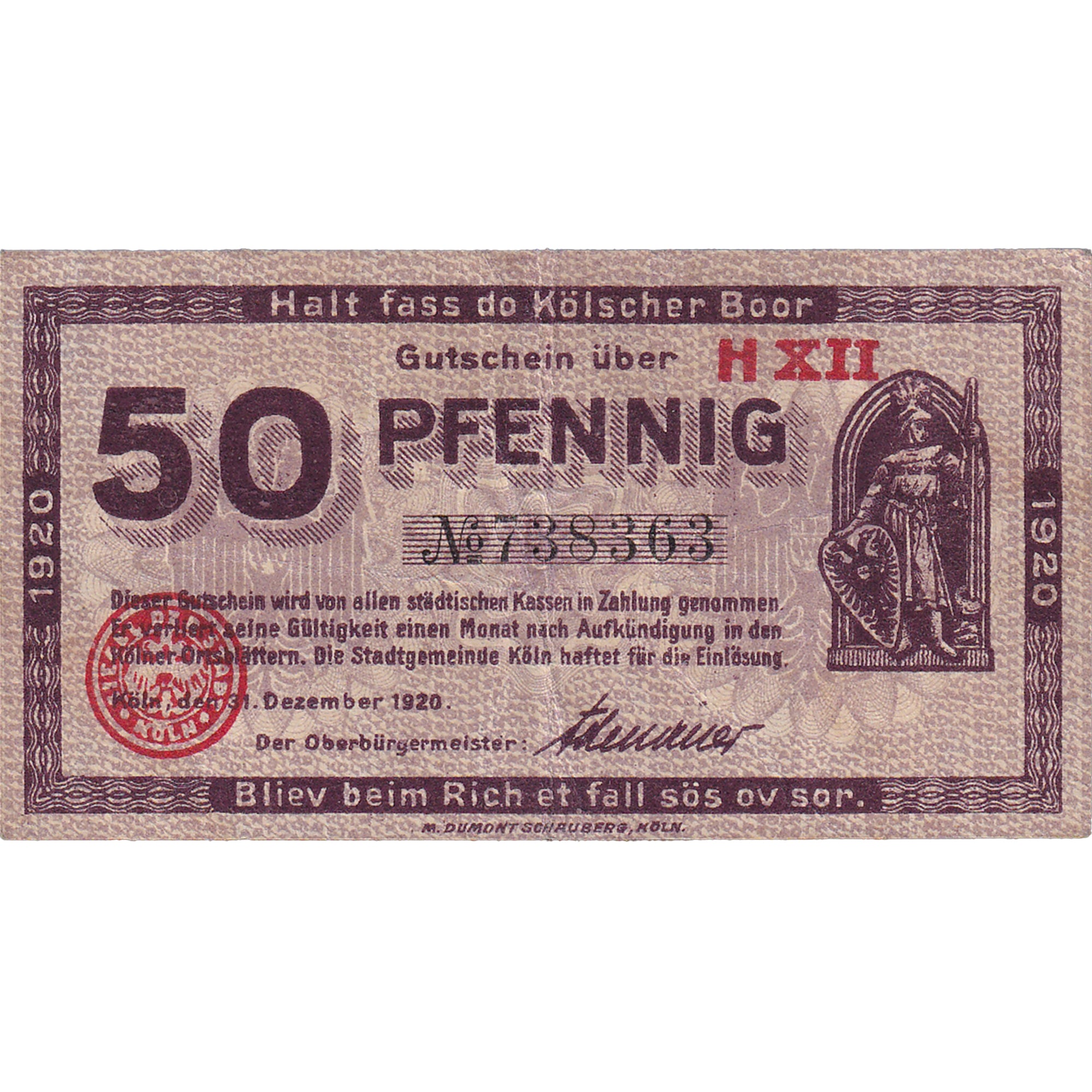 Banconote, Germania, 50 Pfennig, 1920, 1920-12-31, BB