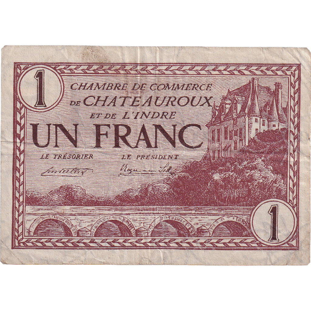 France, Chateauroux, 1 Franc, 1922, AU(50-53), Pirot:46-30