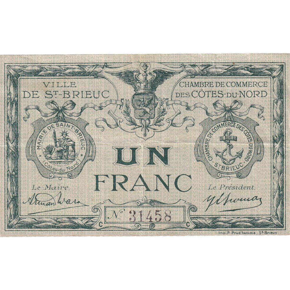 Frankreich, Saint-Brieuc, 1 Franc, Chambre de Commerce, SS, Pirot:111-6