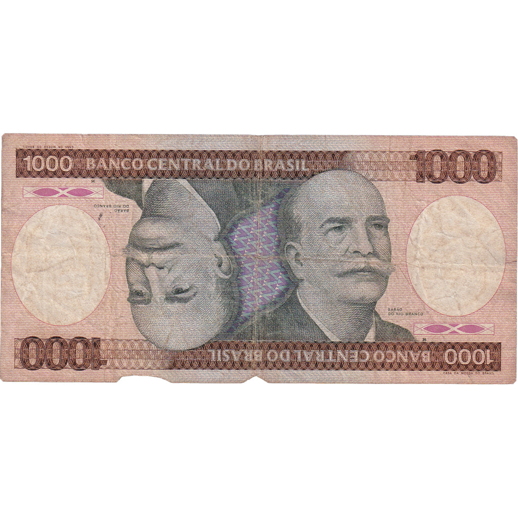 Nota, Brasil, 1000 Cruzeiros, 1985, KM:201c, VF(20-25)