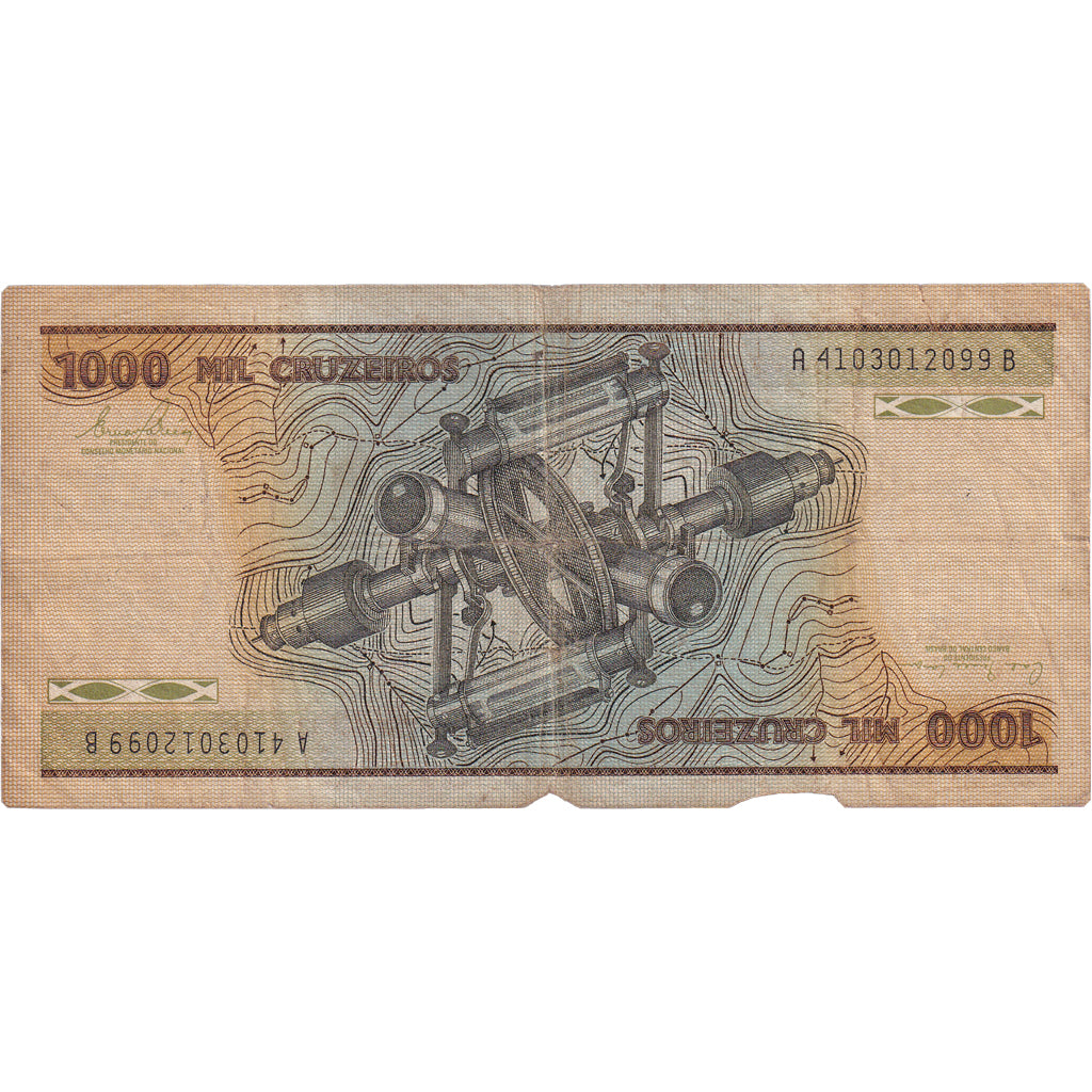 Nota, Brasil, 1000 Cruzeiros, 1985, KM:201c, VF(20-25)