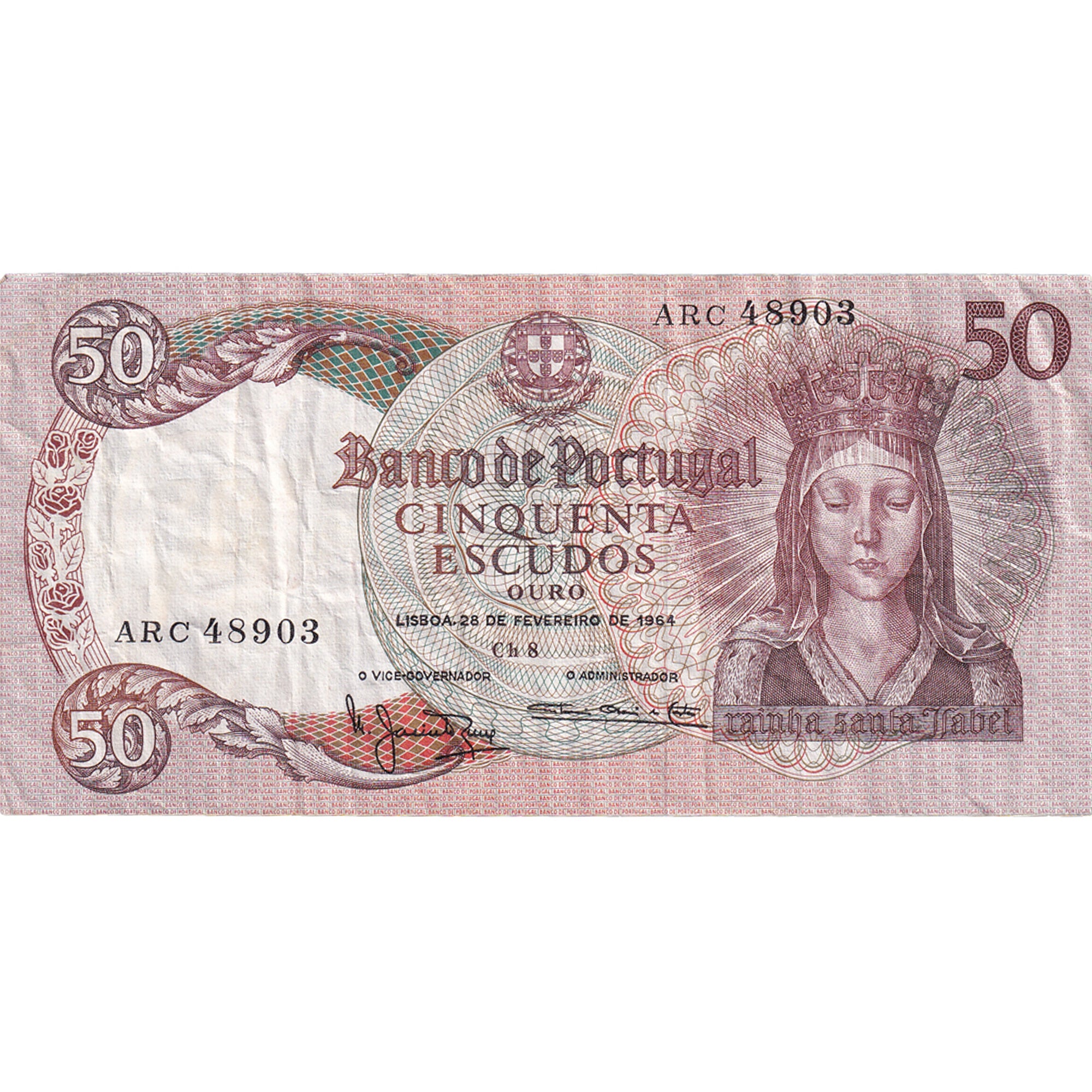 Banknot, Portugal, 50 Escudos, 1964, 1964-02-28, KM:168, AU(55-58)