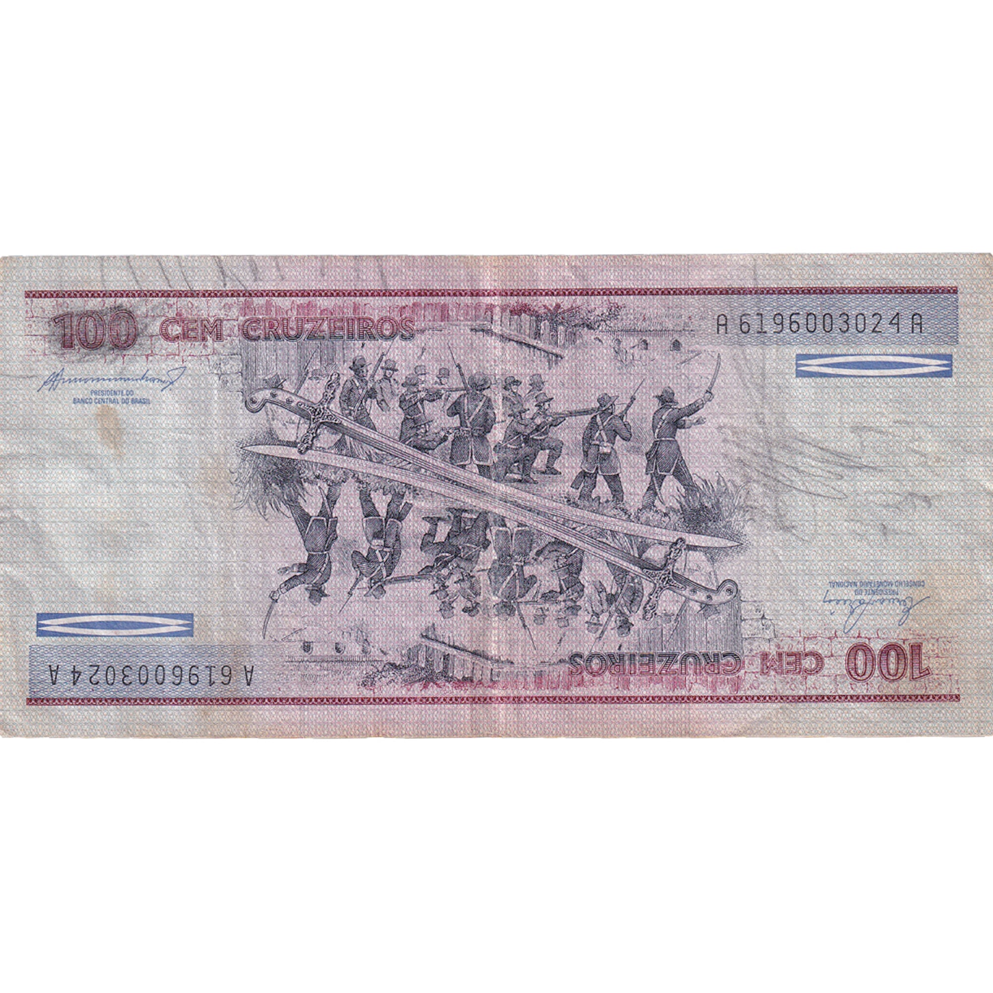 Nota, Brasil, 100 Cruzeiros, UNDATED (1984), KM:198b, VF(30-35)