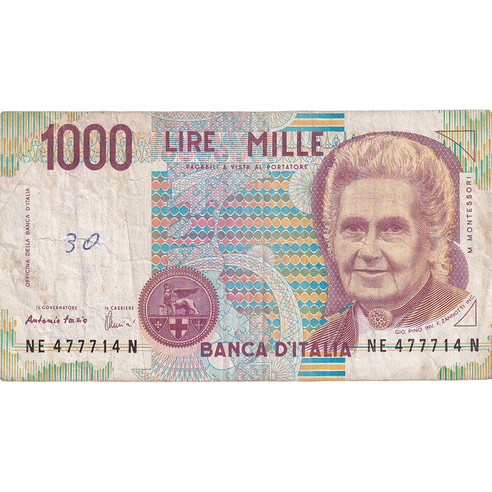 Billet, Italie, 1000 Lire, D.1990, KM:114c, TB+