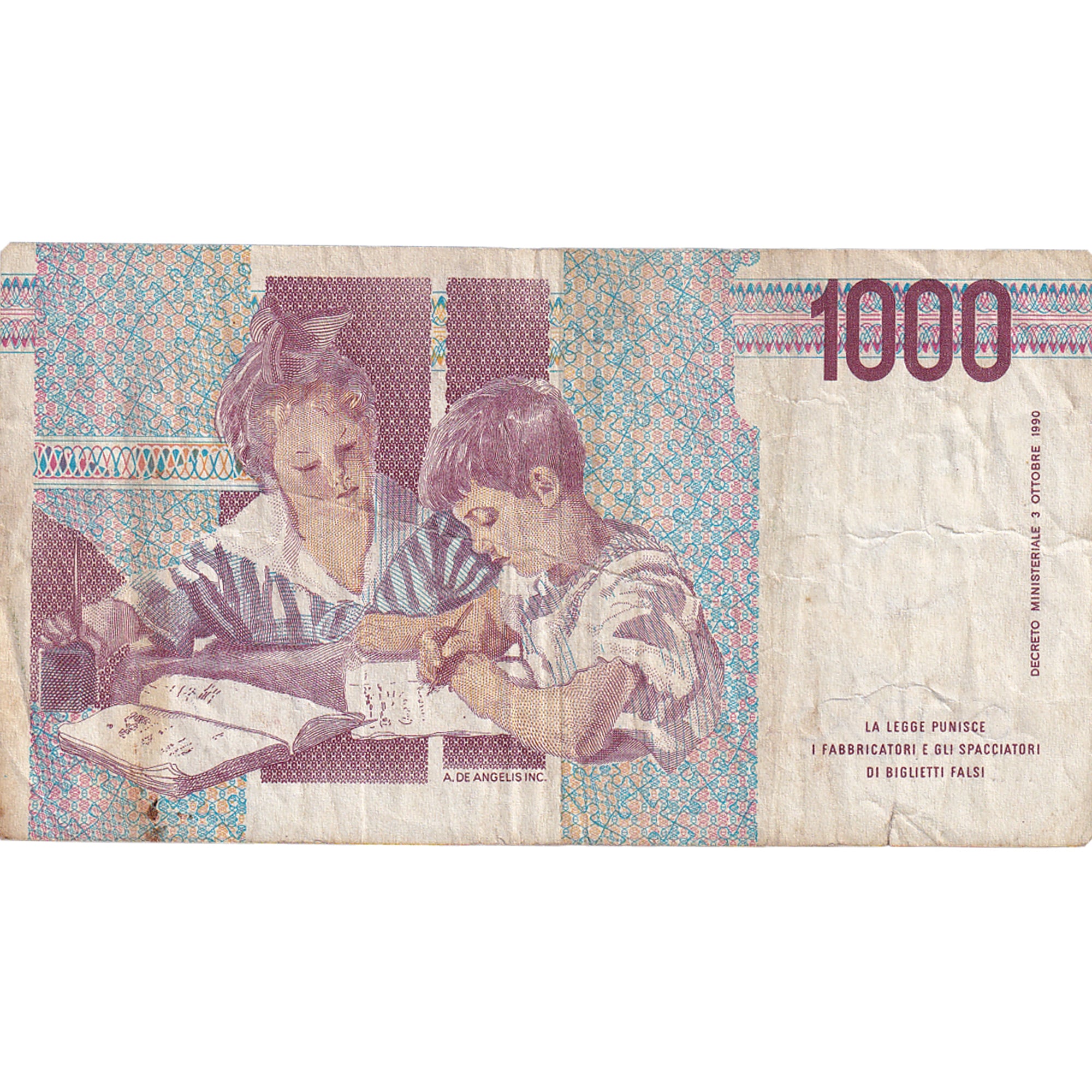 Billet, Italie, 1000 Lire, D.1990, KM:114c, TB+