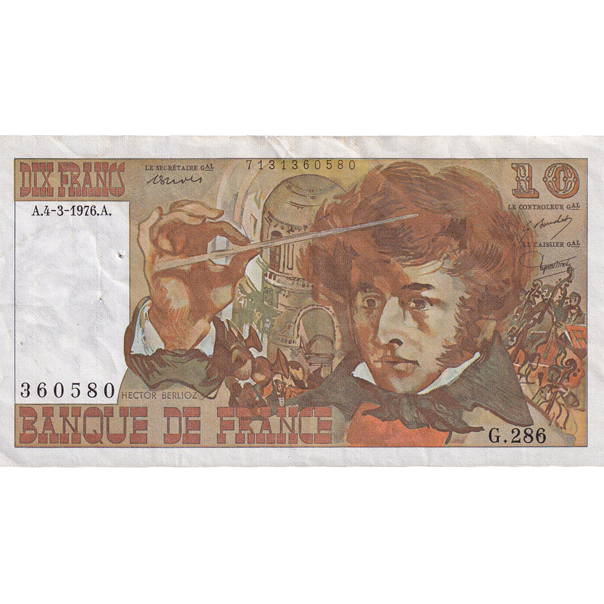 Frankreich, 10 Francs, Berlioz, 1976, G.286, SS+, Fayette:63.18, KM:150c